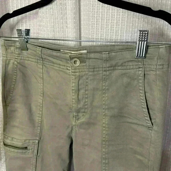 Anthropologie Jefferson Moto Cargo Pants Size 25 Light Olive Green Zipper Detail - Picture 3 of 14